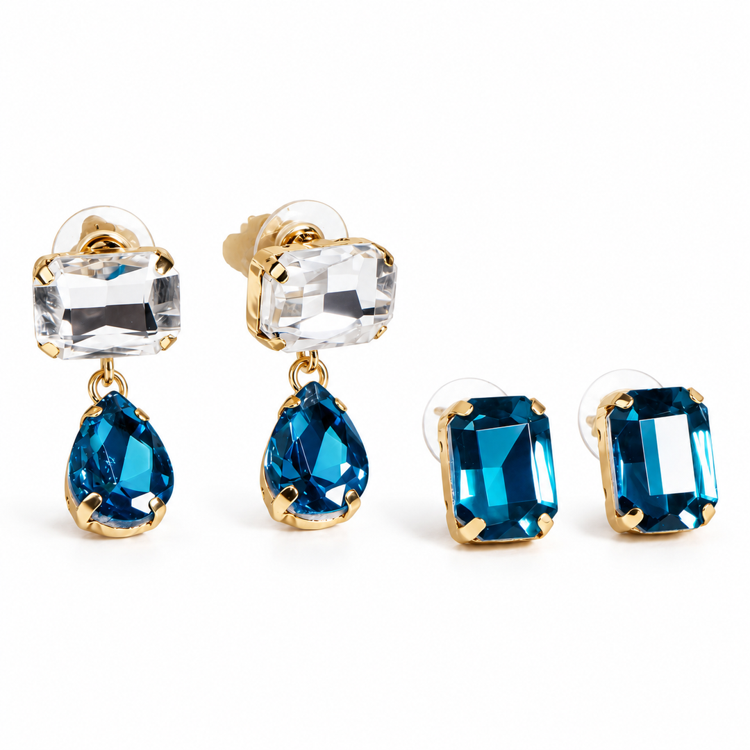 Prism Waltz Earring Set Of 2 - Blue
