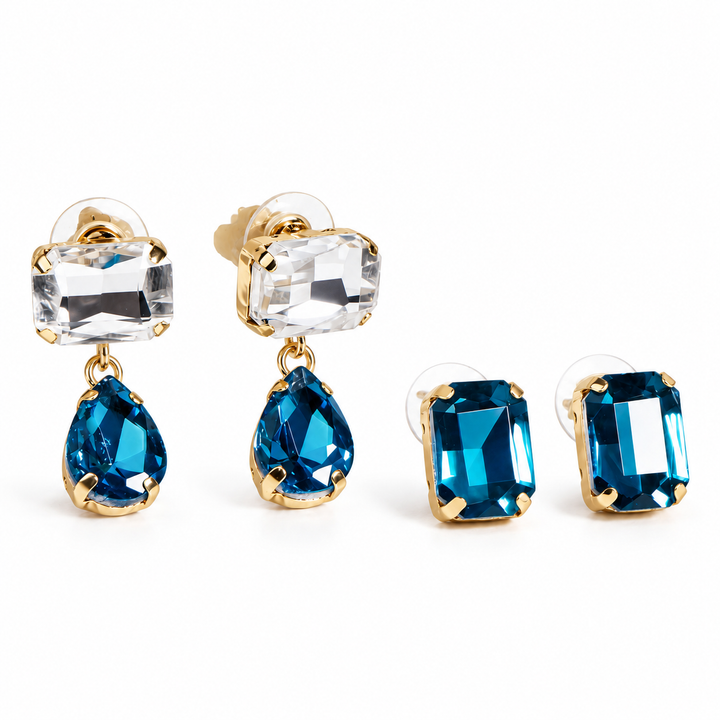 Prism Waltz Earring Set Of 2 - Blue
