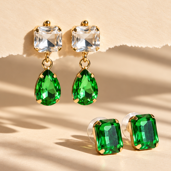 Prism Waltz Earring Set Of 2 - Green