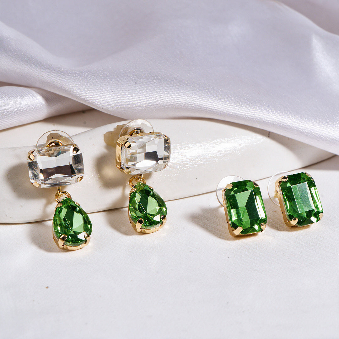 Prism Waltz Earring Set Of 2 - Green