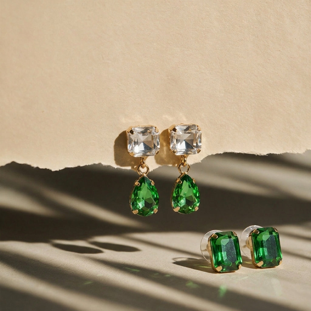 Prism Waltz Earring Set Of 2 - Green