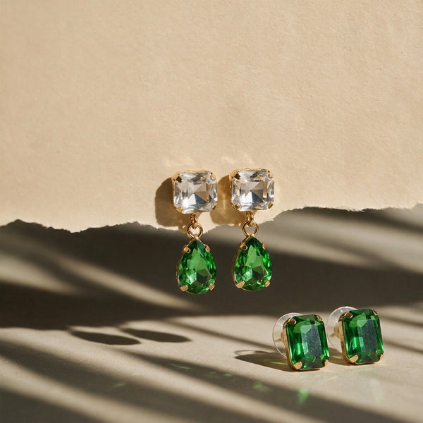 Prism Waltz Earring Set Of 2 - Green