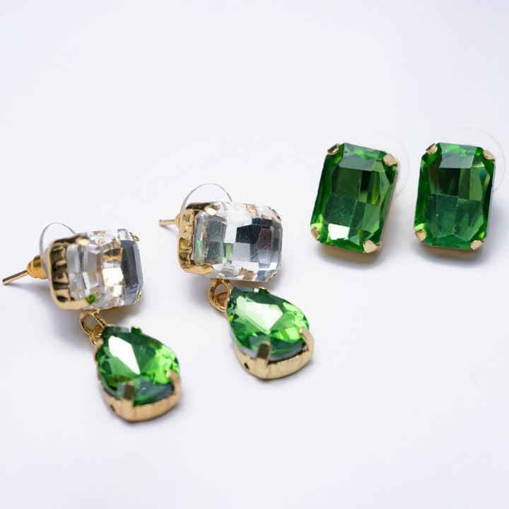 Prism Waltz Earring Set Of 2 - Green