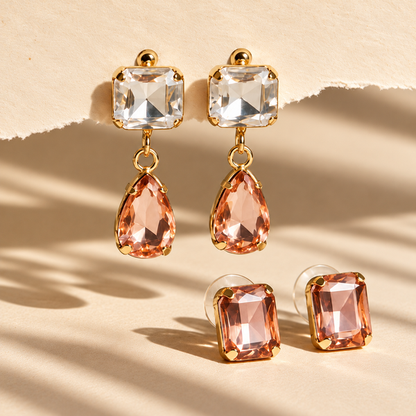 Prism Waltz Earring Set Of 2 - Pink