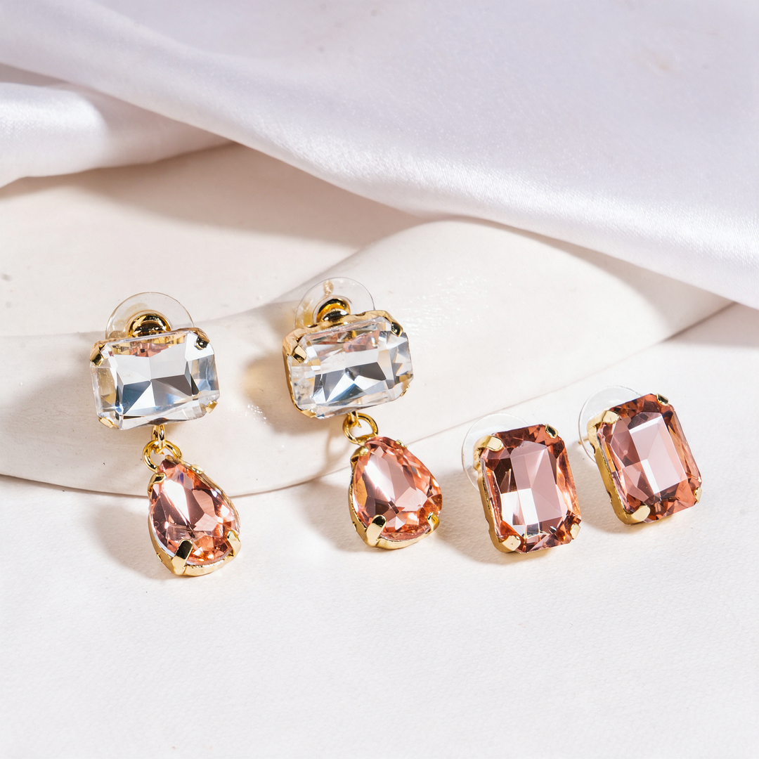 Prism Waltz Earring Set Of 2 - Pink