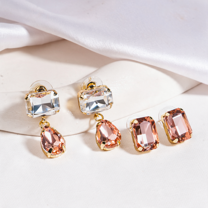 Prism Waltz Earring Set Of 2 - Pink