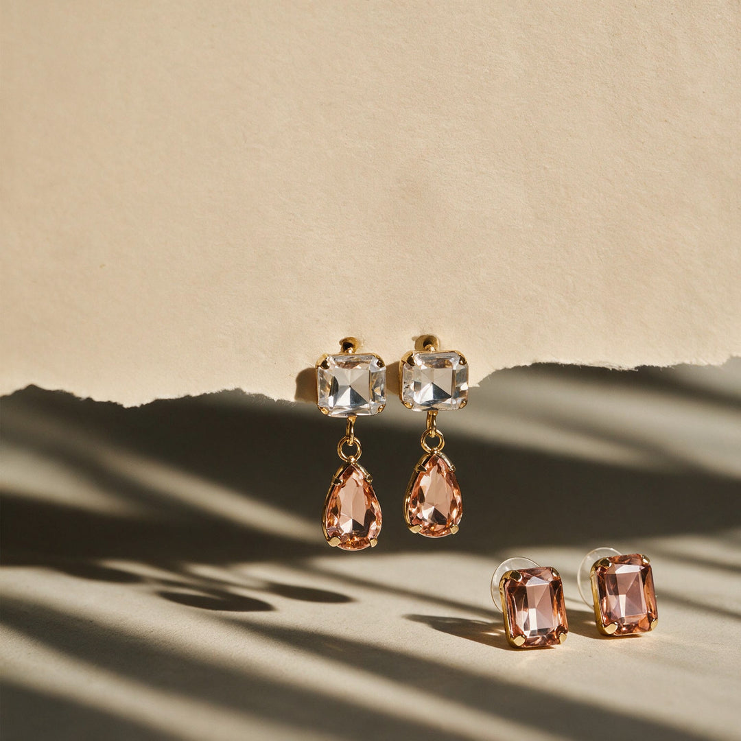 Prism Waltz Earring Set Of 2 - Pink