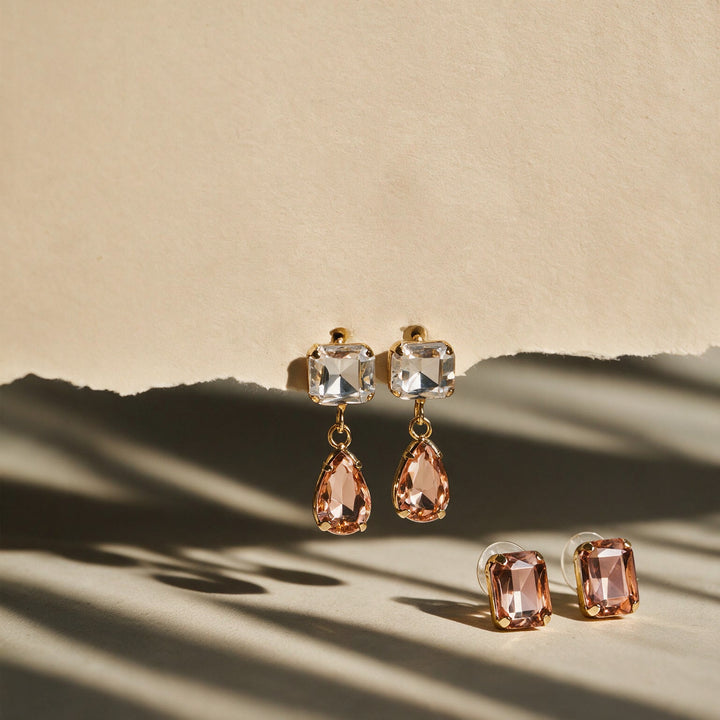 Prism Waltz Earring Set Of 2 - Pink