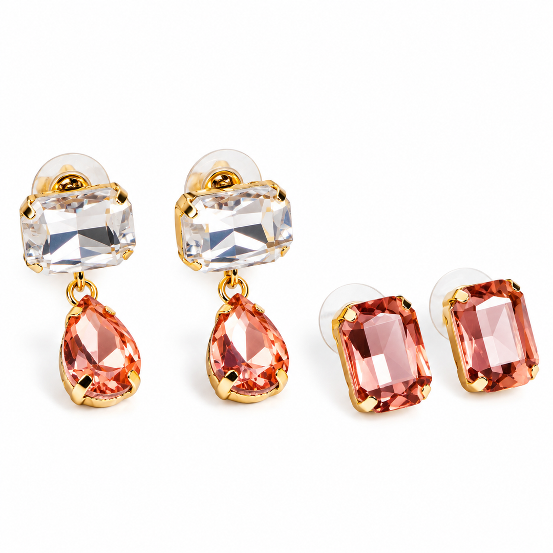 Prism Waltz Earring Set Of 2 - Pink
