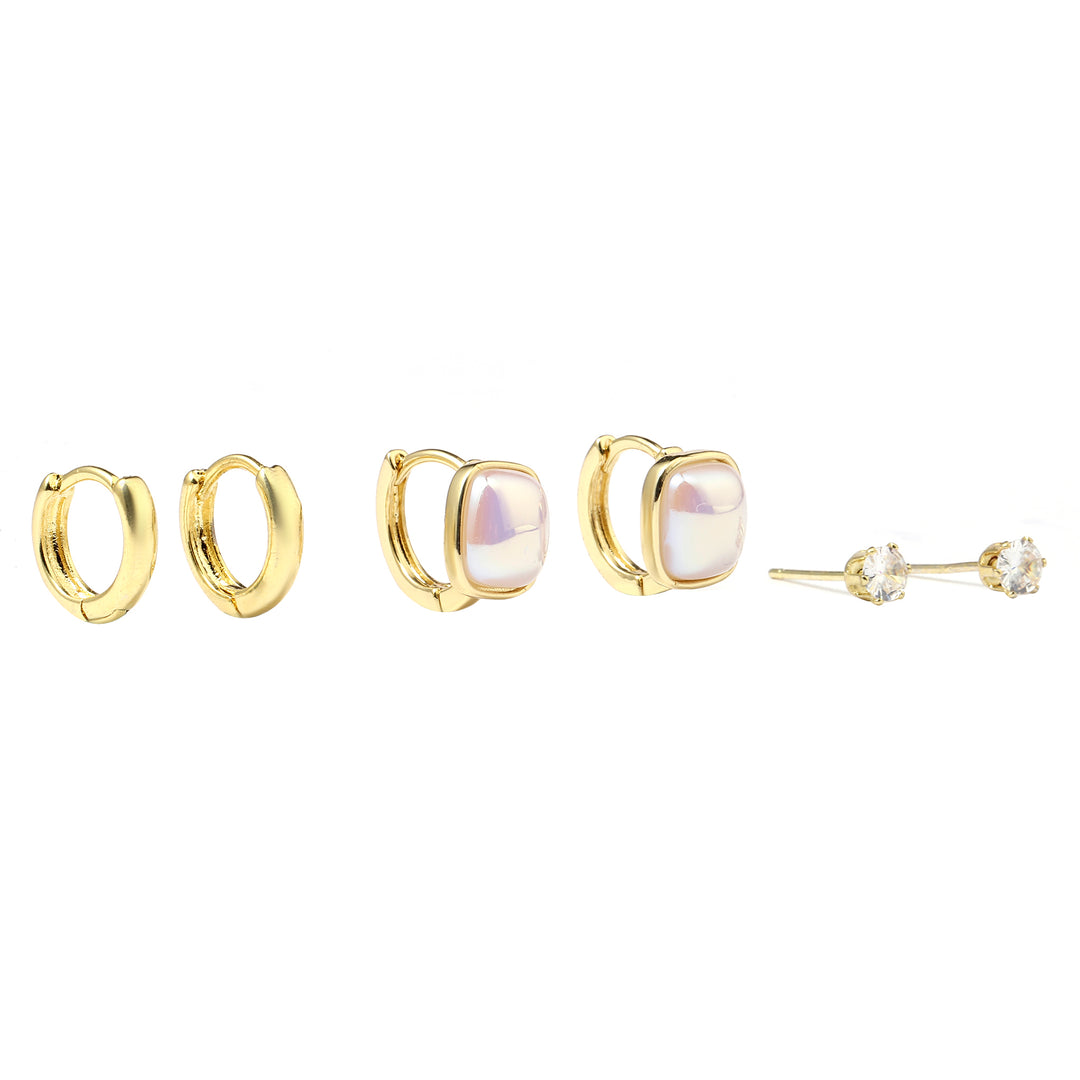 Set of 3 Keshi Pearl Earrings