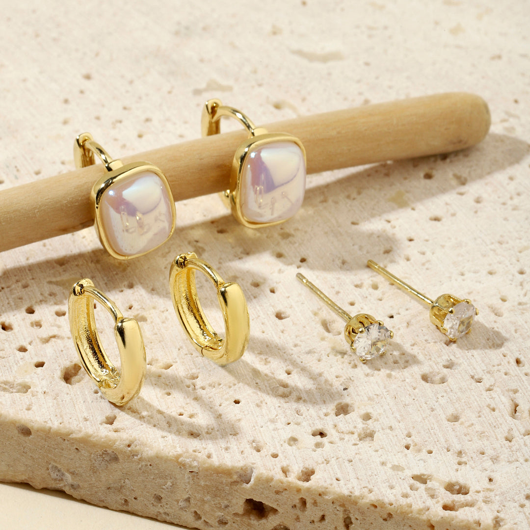 Set of 3 Keshi Pearl Earrings