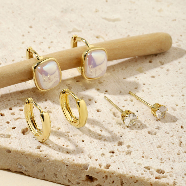 Set of 3 Keshi Pearl Earrings