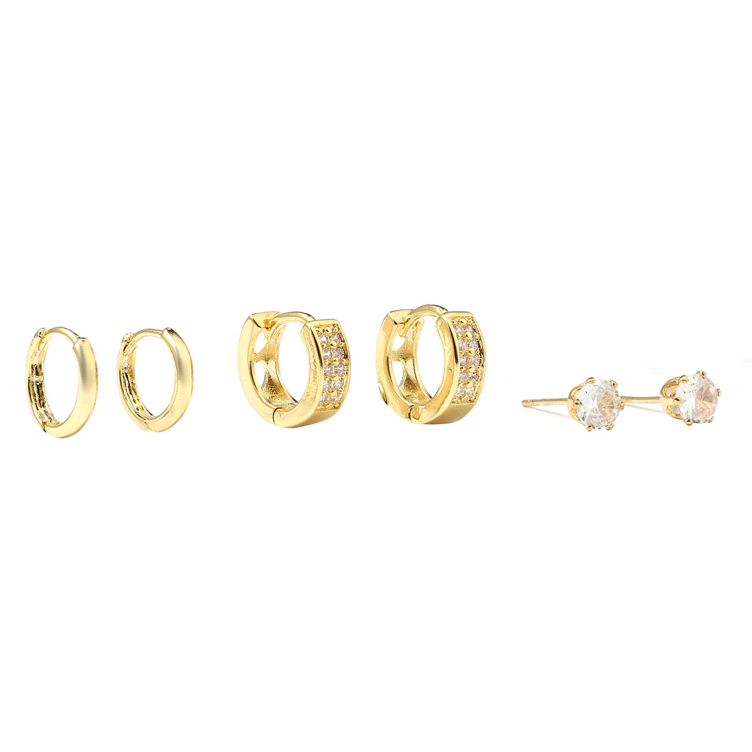 Set of 3 Luxe Gold Earrings - Salty Accessories