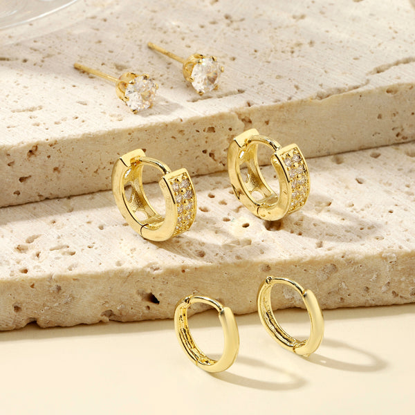 Set of 3 Luxe Gold Earrings