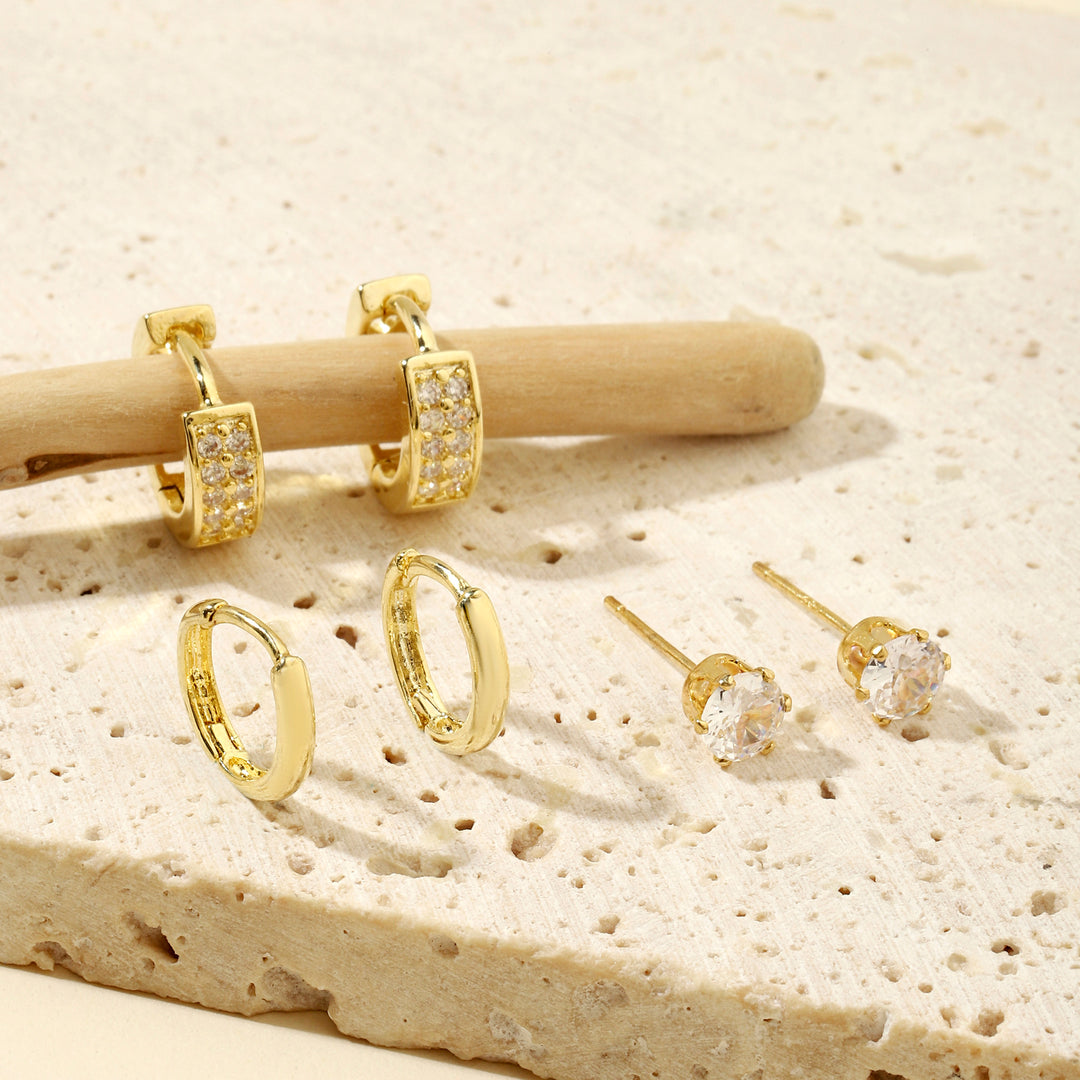 Set of 3 Luxe Gold Earrings - Salty Accessories