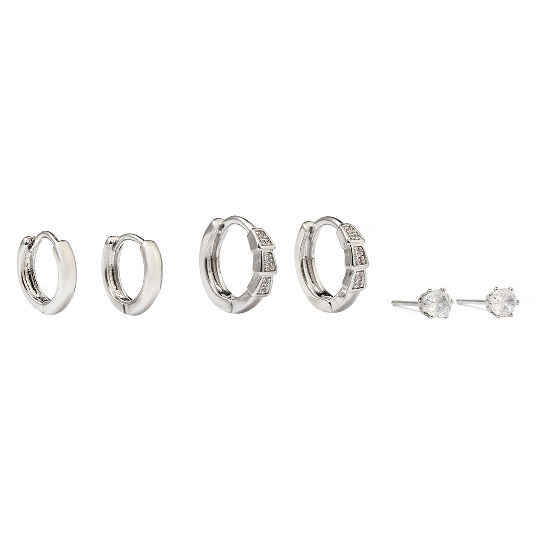 Set of 3 Classic Silver Earrings - Salty Accessories