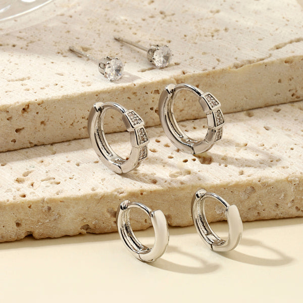Set of 3 Classic Silver Earrings