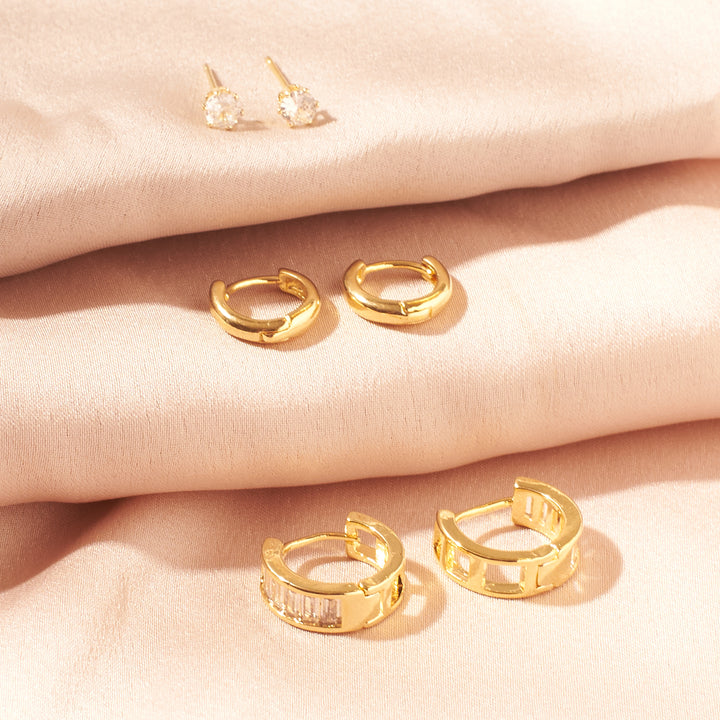 Set of 3 Gold Diva Earrings