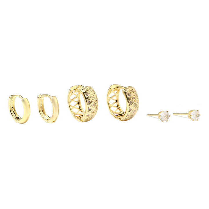 Set of 3 Bold Gold Earrings