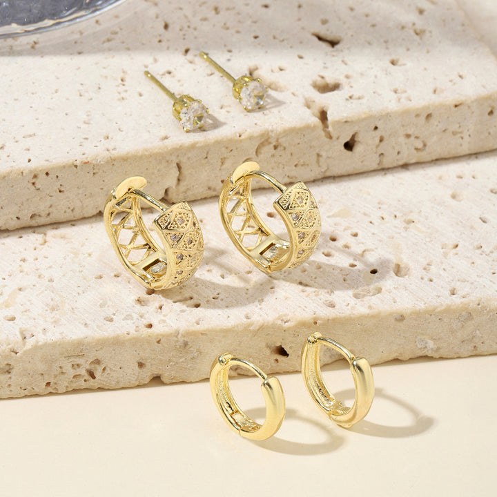 Set of 3 Bold Gold Earrings