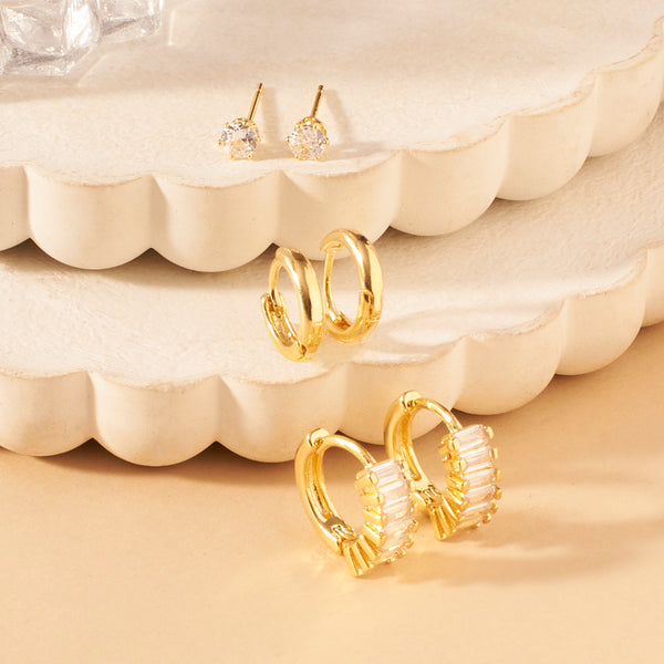 Set of 3 Golden Love Earrings