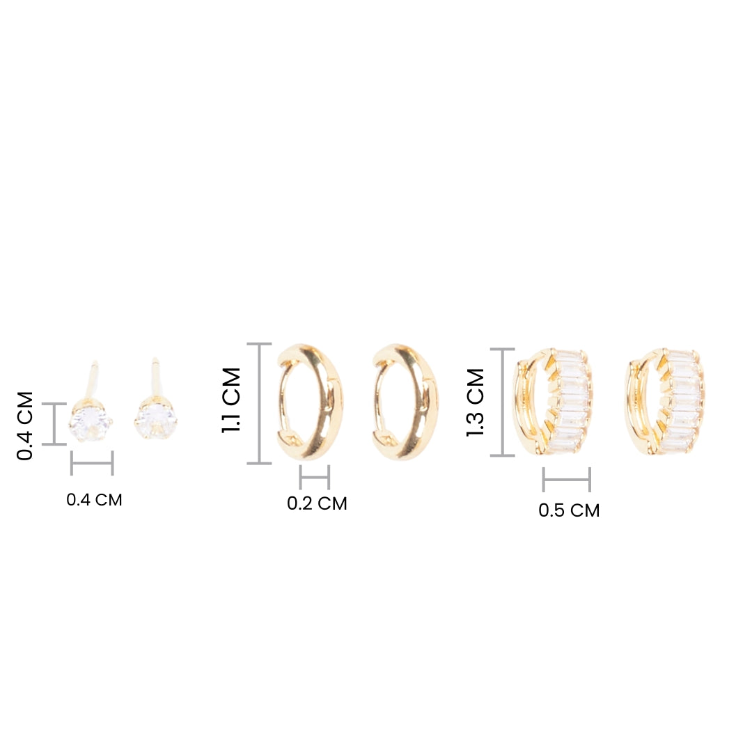 Set of 3 Golden Love Earrings - Salty Accessories