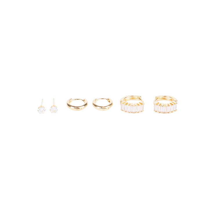 Set of 3 Golden Love Earrings - Salty Accessories