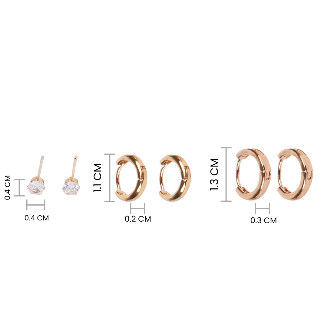 Set of 3 Minimal Golden Hoop Earrings
