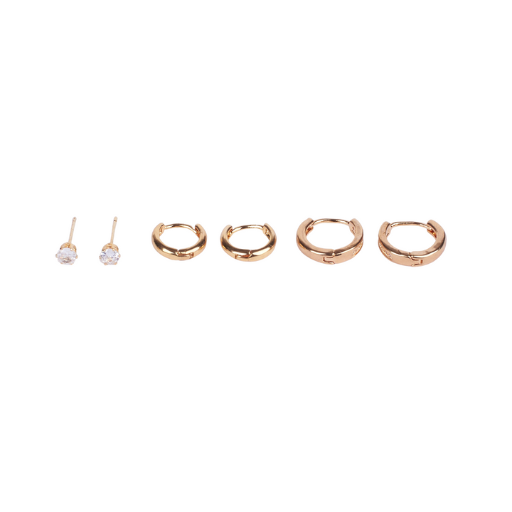 Set of 3 Minimal Golden Hoop Earrings - Salty Accessories