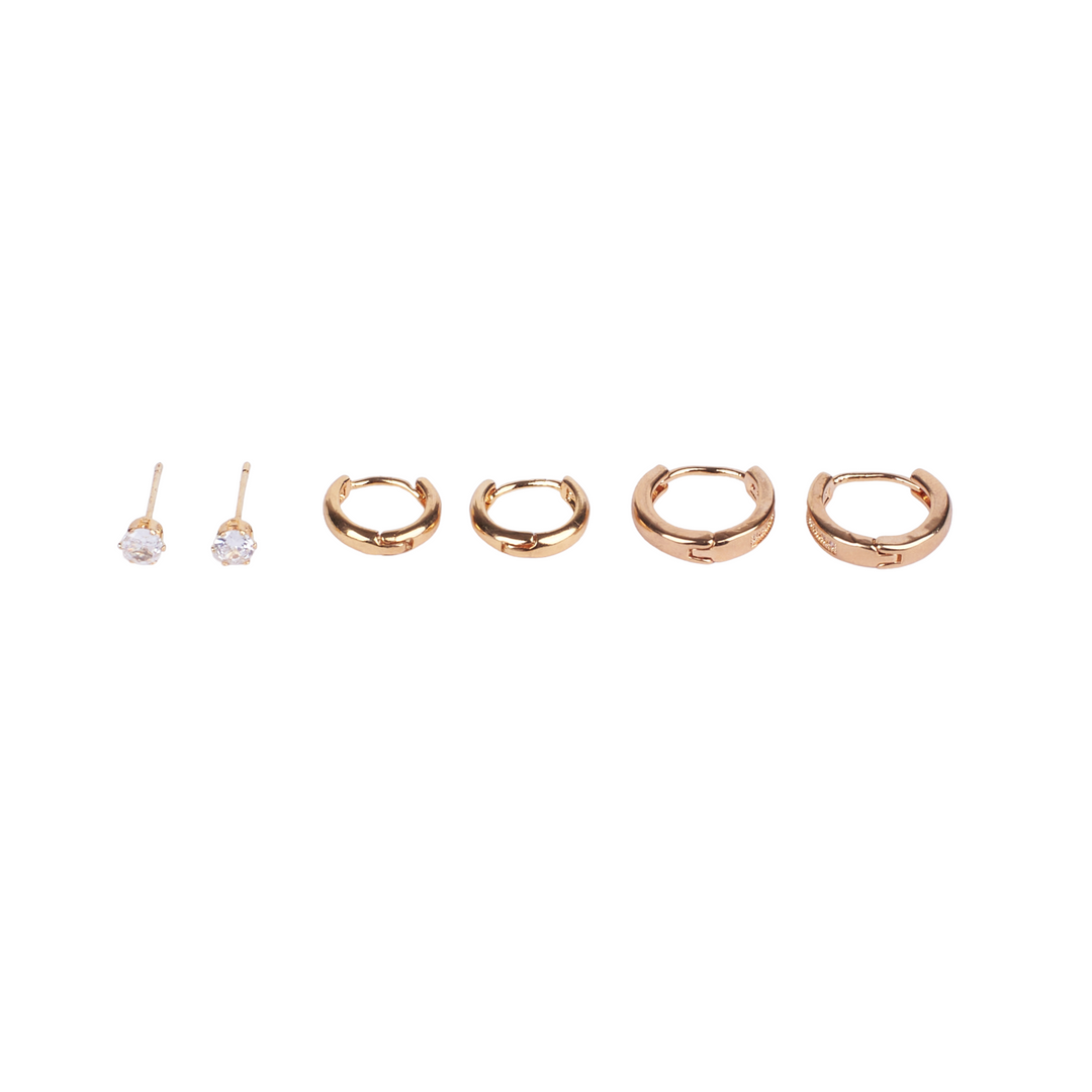Set of 3 Minimal Golden Hoop Earrings