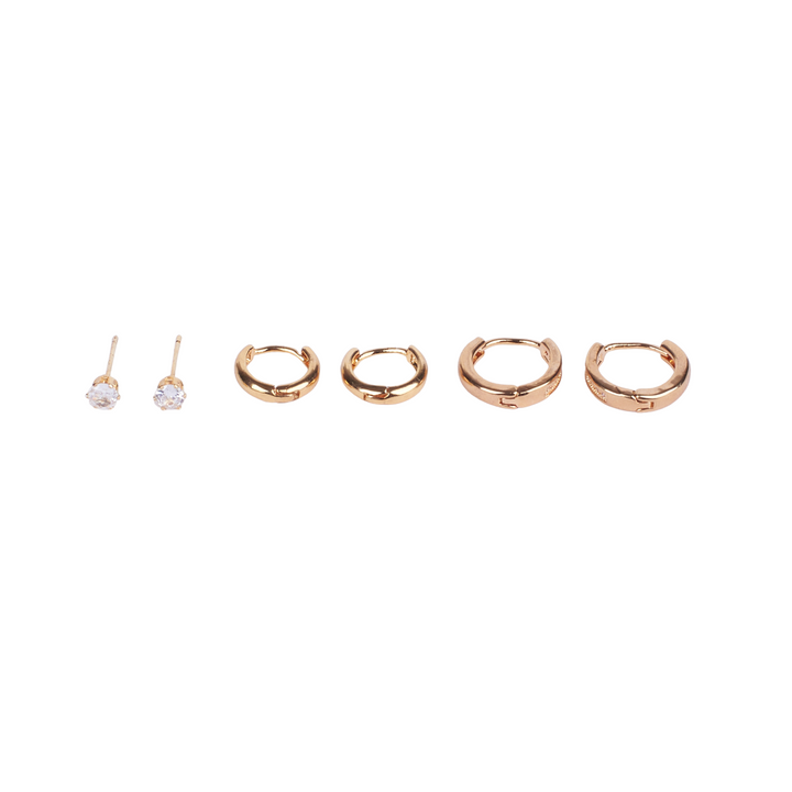 Set of 3 Minimal Golden Hoop Earrings