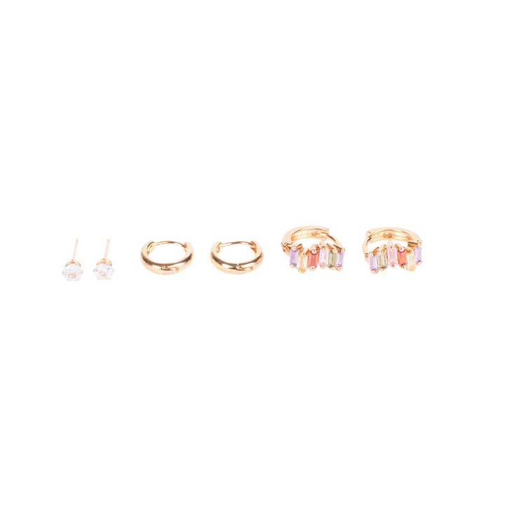 Set of 3 Golden Charm Earrings - Salty Accessories