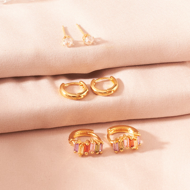 Set of 3 Golden Charm Earrings