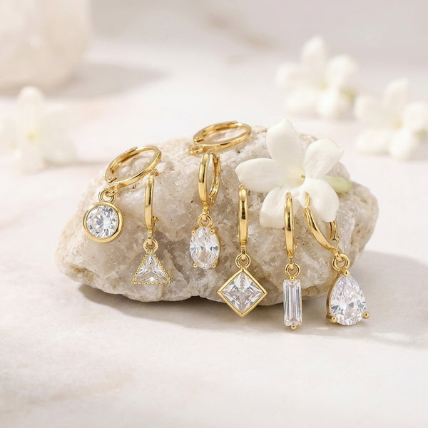 Mis-Match Golden Dimoara Drops Earrings
