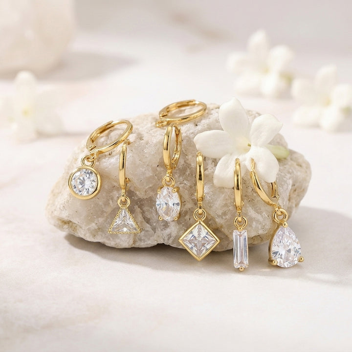 Mis-Match Golden Dimoara Drops Earrings