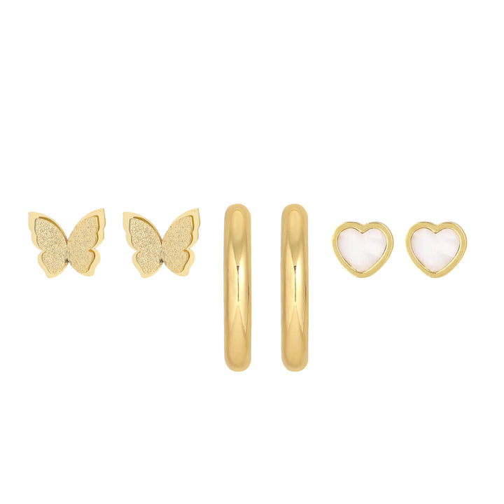 Flutter &amp; Heart Earring Edit (Set of 3)