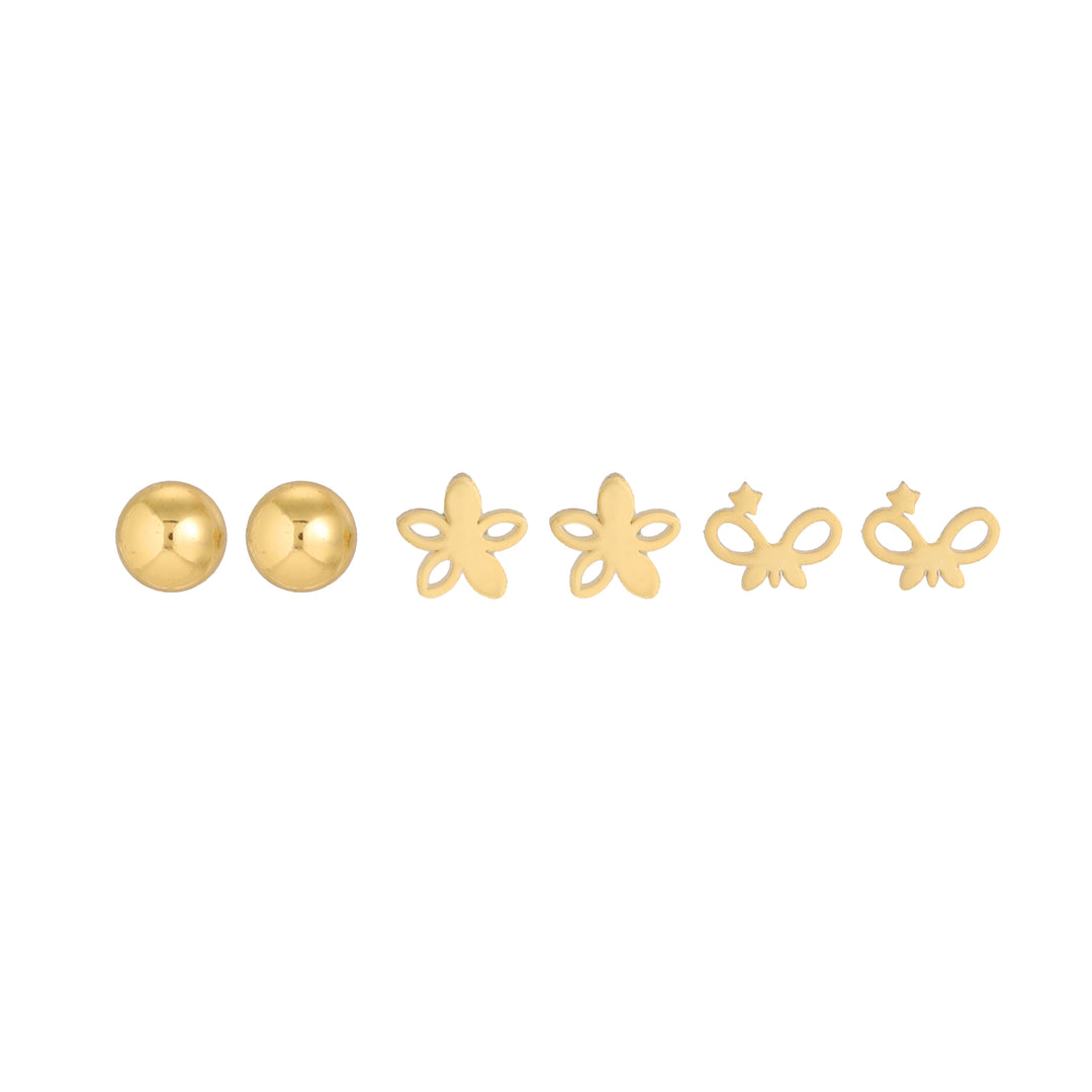Golden Mood Switch Stud Earrings (Set of 3)