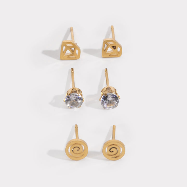 Iconic Trio Stud Earrings (Set of 3)