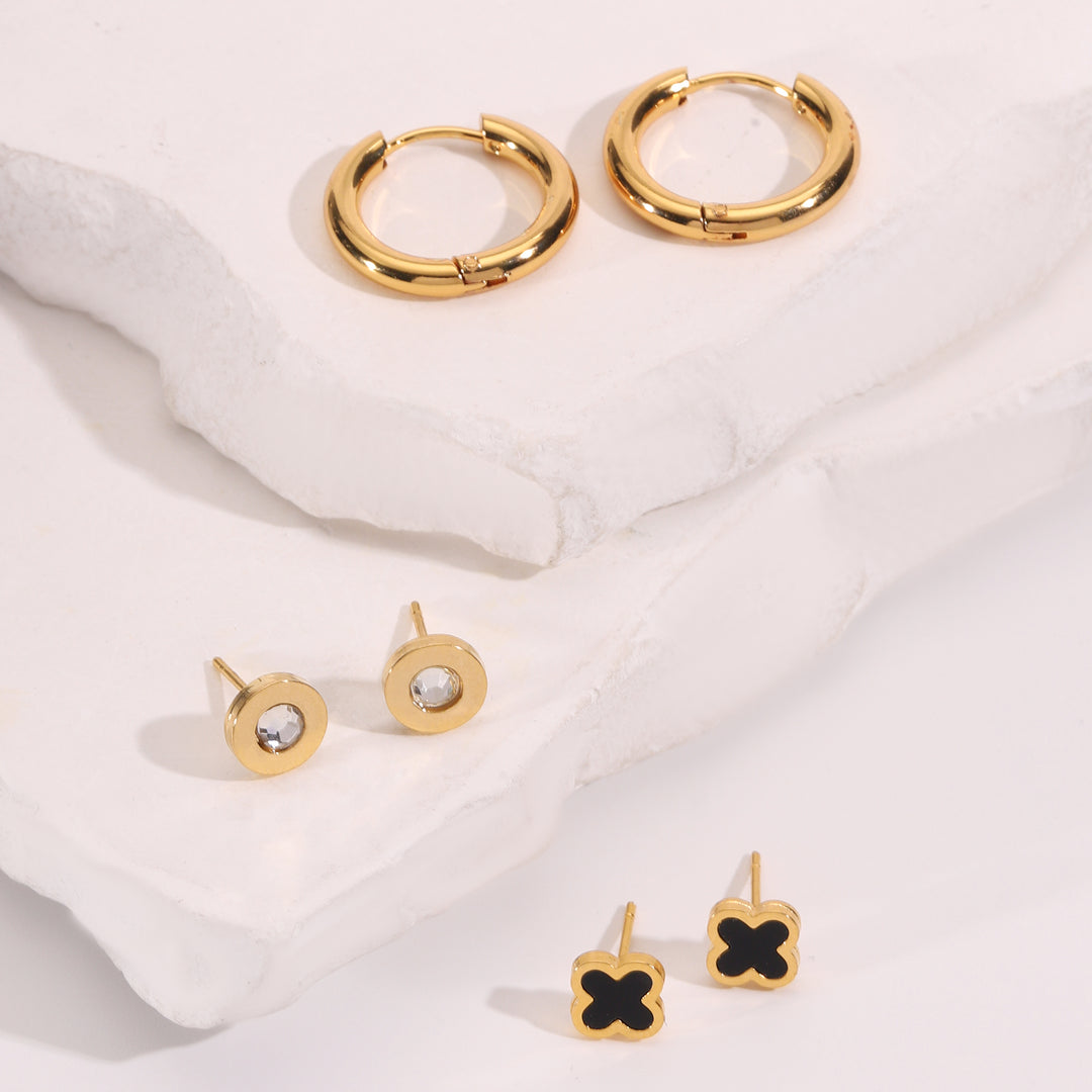 Noir Clover Earring Set of 3