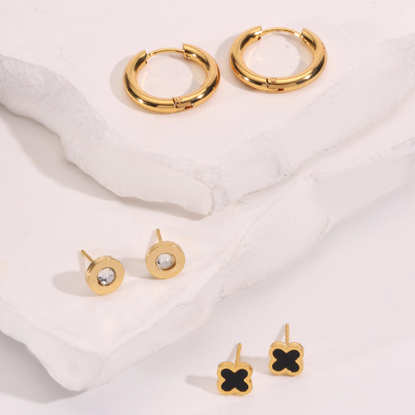 Noir Clover Earring Set of 3
