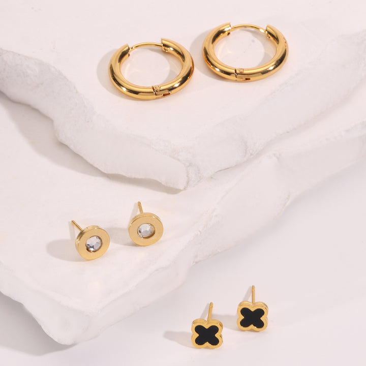 Noir Clover Earring Set of 3