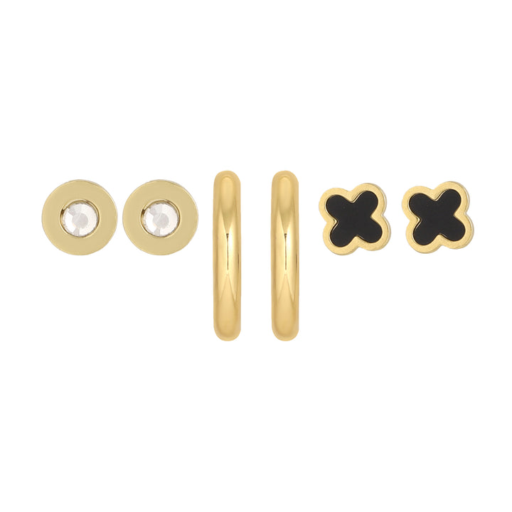 Noir Clover Earring Set of 3