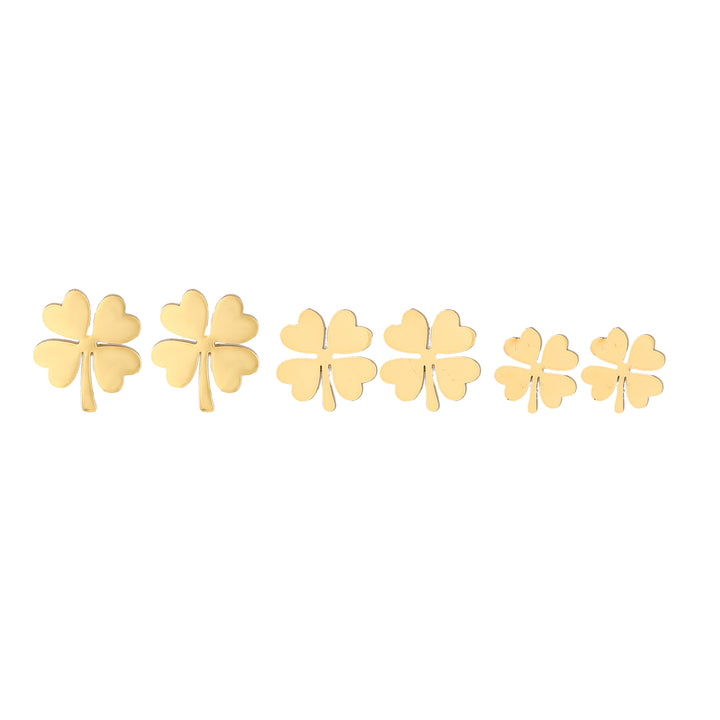 Gold-Toned Clover Stud Earrings - Set of 3