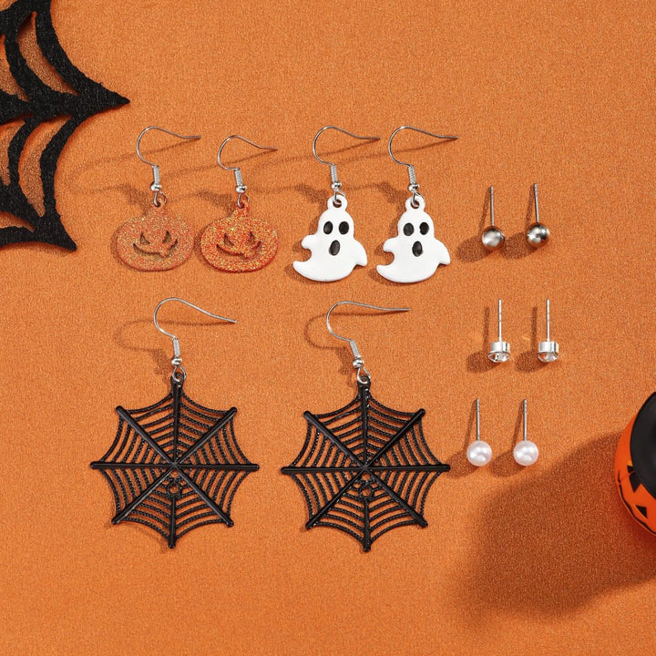 Spooky Spark Halloween Studs and Drop Earrings Set