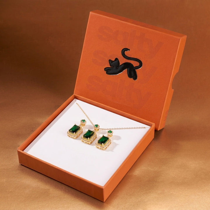 Kiara Advani Green Emerald Necklace and Earrings Set - 18K Gold Plated