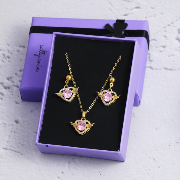 Graceful Sapphire Earrings and Necklace Set