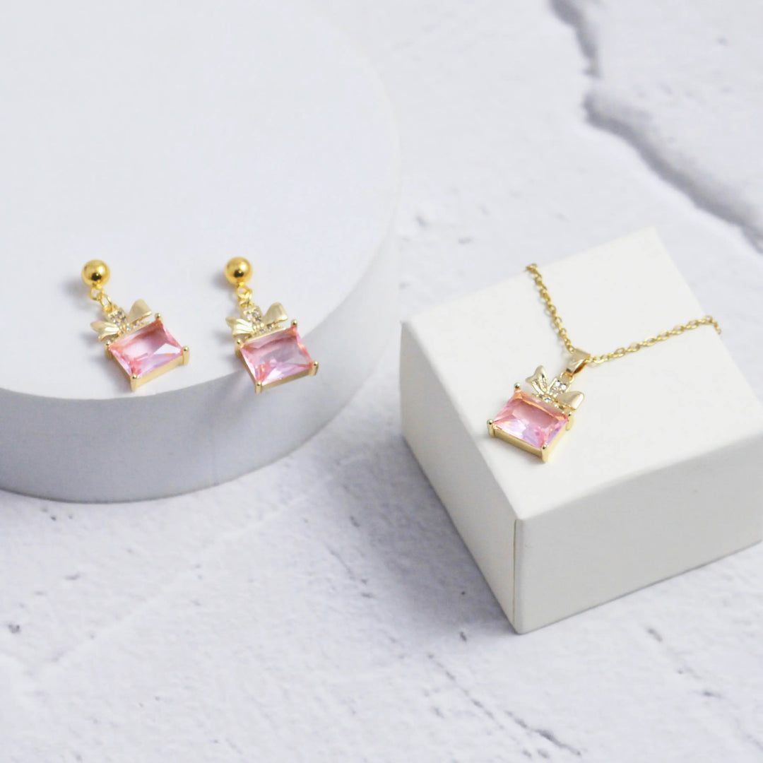 Blushing Love Earrings and Necklace Set - Salty Accessories