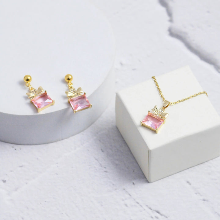 Blushing Love Earrings and Necklace Set - Salty Accessories