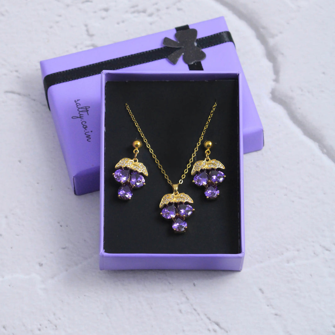 Divine Gem Earrings and Neckalce Set - Salty Accessories
