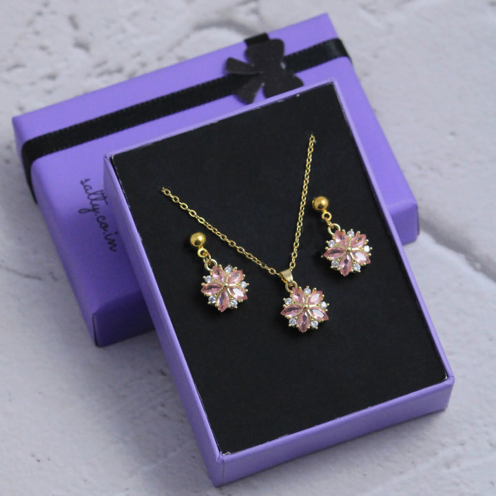 Timeless Pink Earrings and Necklace Set - Salty Accessories